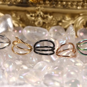Hinged Segment Hoop Ring Three Open Stacked 316L Surgical Steel Nose Earring Hoop