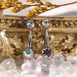 G23-titanium material 14G-10mm belly-ring navel-ring navel barbell nail CZ inlay