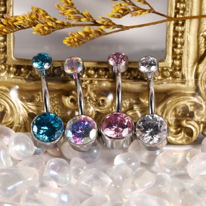 G23-titanium material 14G-10mm belly-ring navel-ring navel barbell nail CZ inlay