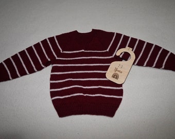 Maroon and White V neck jumper