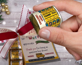 School Bus Christmas Candy Wrappers,  Bus Driver Christmas Gift, Printable School Bus Candy Wrapper, Teacher Appreciation, DIY Candy Gift