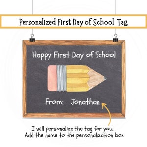 Happy First Day of School Tag, Personalized Printable Gift Tag, Back To School Tag, Teacher Gift Tag , Student Gift Tag, Digital Download