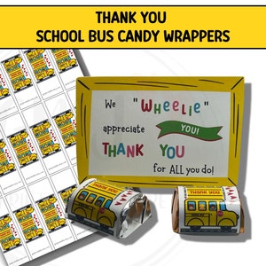 School Bus Thank you Candy Bar Wrap, End of The School Year, Bus Driver, Candy Bar Wrappers, Printable School Bus Candy Wrapper