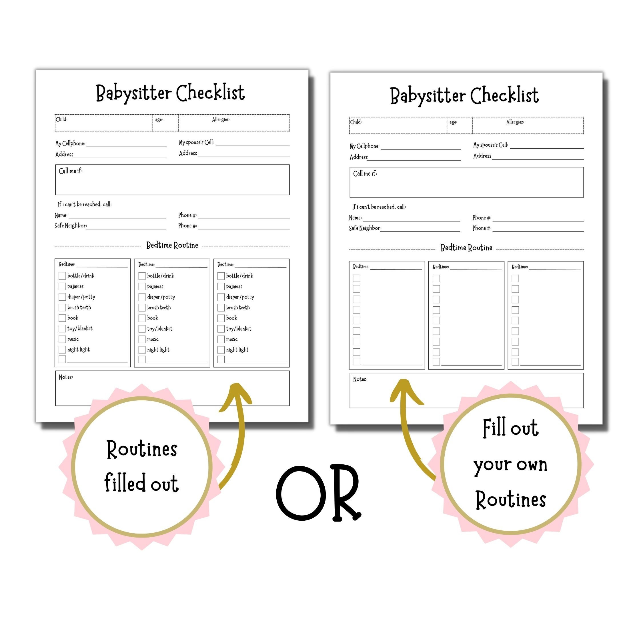 Nanny Checklist.pdf Babysitter Planner Printable, Fillable PDF Planner, Nanny Binder Notes ...
