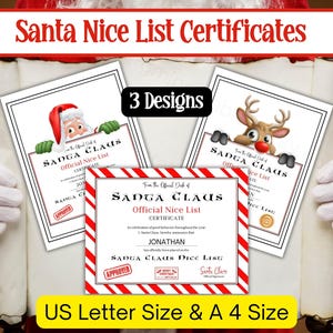Certificati di lista dei buoni da Babbo Natale - Certificati di lista dei buoni ufficiali personalizzati - Certificati stampabili - Posta di Babbo Natale - Posta del Polo Nord
