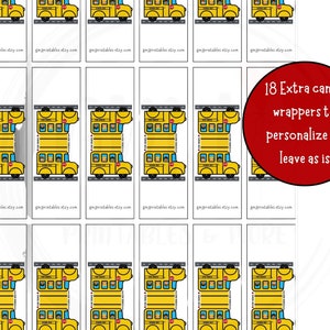 School Bus Candy Wrappers, Small Size Candy Labels, Fillable PDF ...