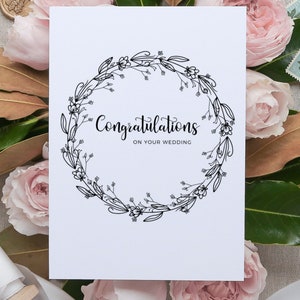 Einfache Hochzeitskarte, druckbare Schwarz-Weiß-Karte, Minimal Design Karte, Glückwunschkarte, digitaler Download, kostenloser Umschlag zum Drucken
