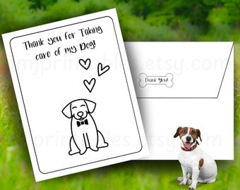 Tarjeta de agradecimiento para perros, saludo imprimible del perro, perfecta para cuidadores de perros, cuidadores de mascotas, paseadores de perros o veterinarios, regalo para amantes de los perros con sobre