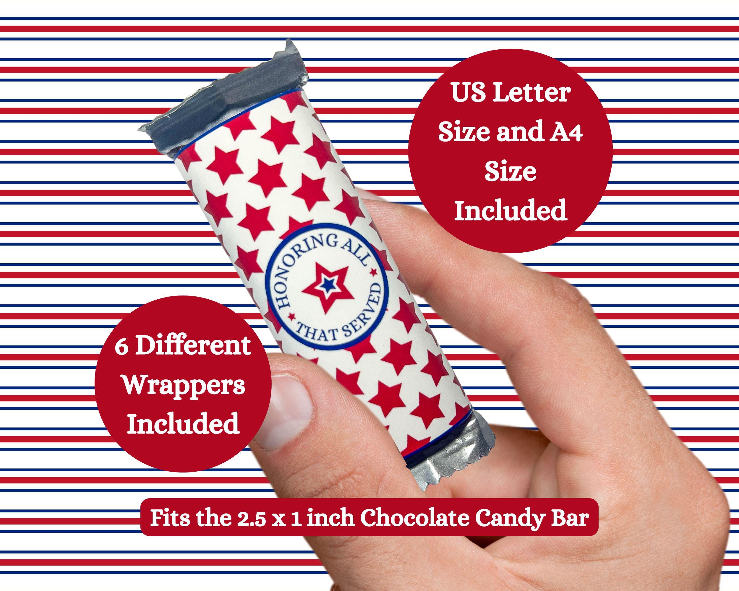 Veterans Day Candy Bar Wrappers, Military Appreciation, Patriotic Candy ...