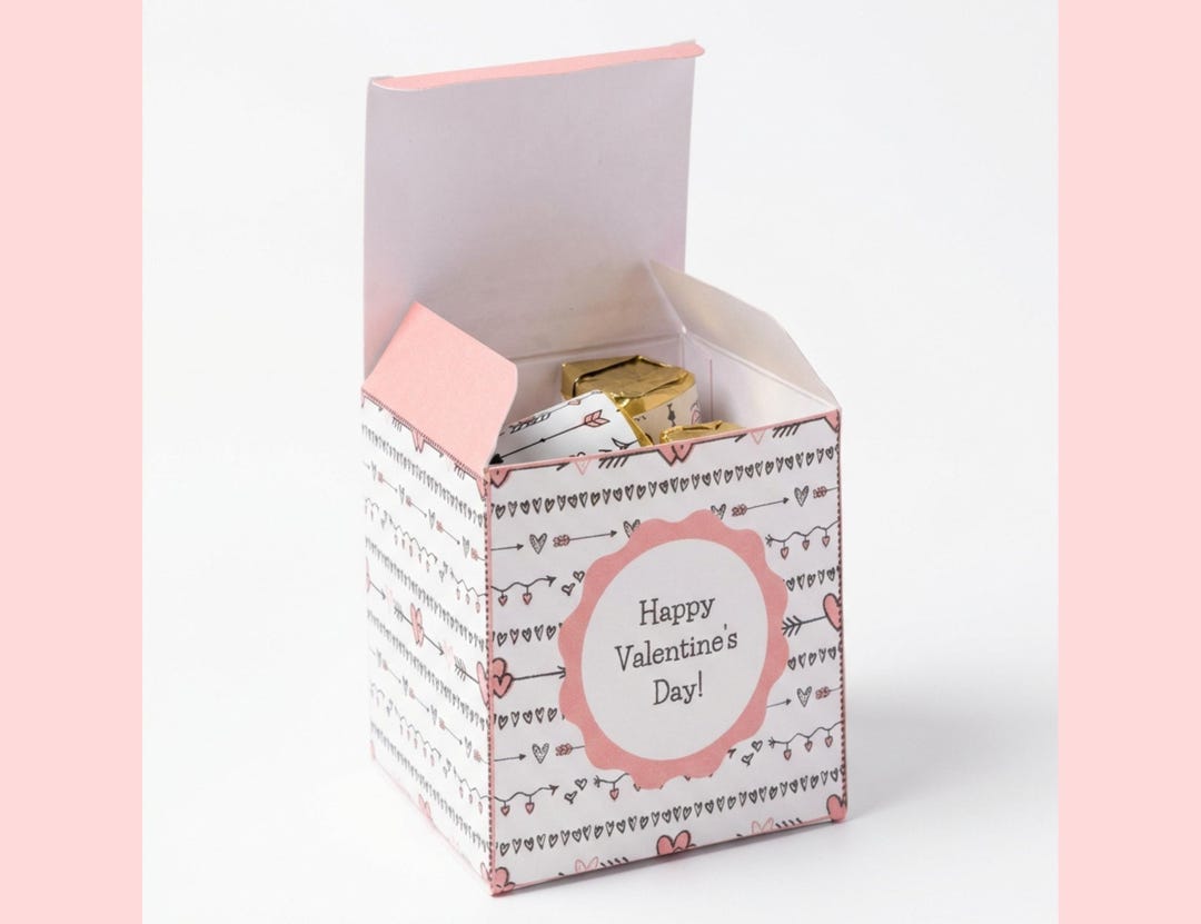 Printable Valentine Favor, 2.3 Inch Gift Box Template, DIY Packaging ...