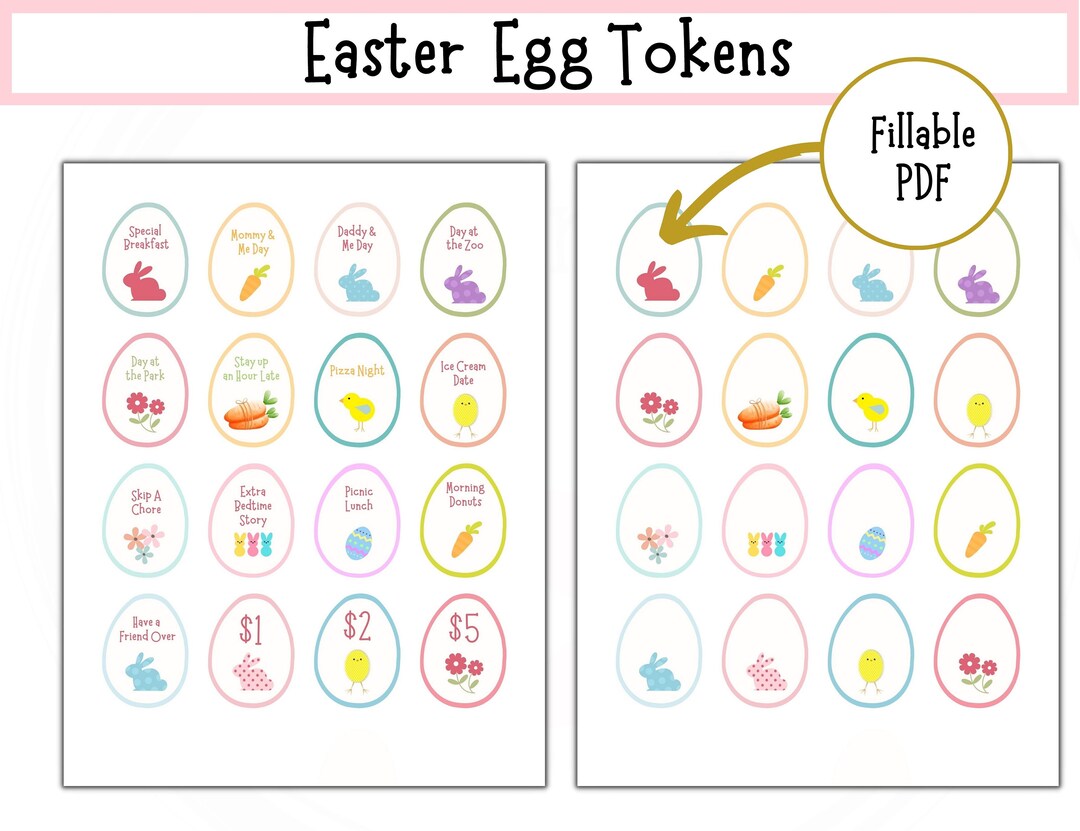 Easter Egg Tokens Printable Easter Reward Token Easter Basket 