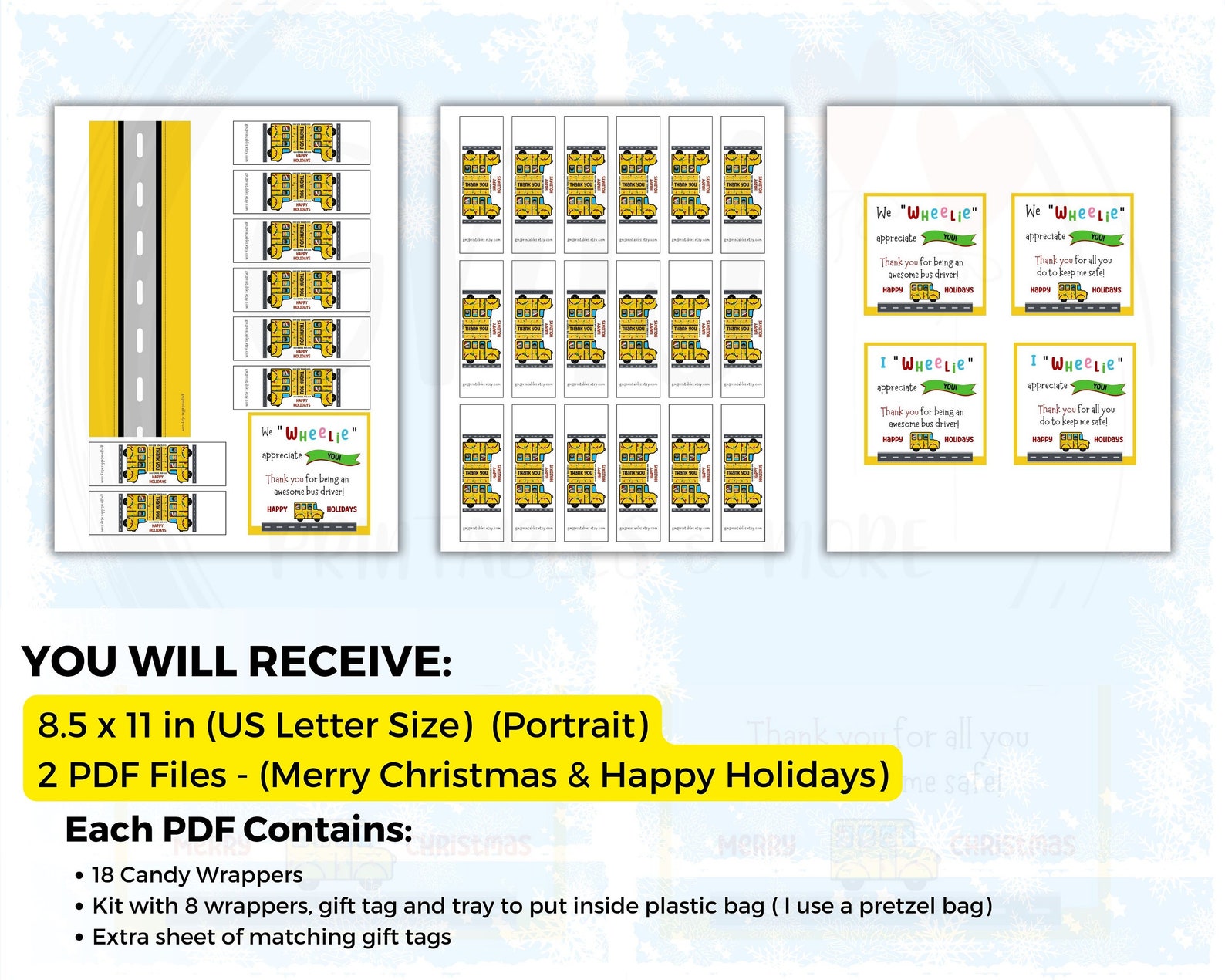 School Bus Christmas Candy Wrappers, Bus Driver Christmas Gift ...