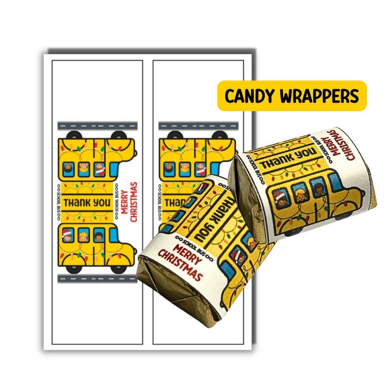School Bus Christmas Candy Wrappers, Bus Driver Christmas Gift ...