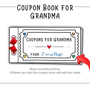 Libro de cupones para la abuela, regalo imprimible para la abuela, día de la madre de los nietos, plantilla de libro de cupones personalizada para hacer uno mismo, regalo de la nieta del nieto