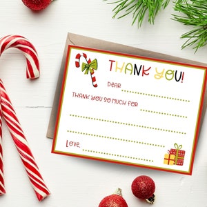 Kinder Weihnachten Dankeskarten, druckbare Füllen Sie die leeren Weihnachts Wohnung Notizkarten, schreiben Sie ihre eigenen Dankeskarten für Kinder.