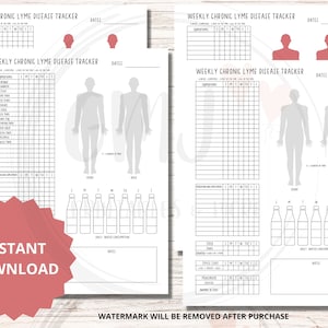 Lyme Disease Symptom Tracker,  Chronic Illness Symptom Tracker, Instant Download, Chronic Lyme Disease Medical Tracker.