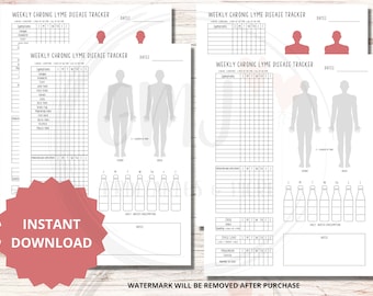 Lyme Disease Symptom Tracker,  Chronic Illness Symptom Tracker, Instant Download, Chronic Lyme Disease Medical Tracker.