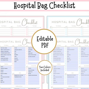 Hospital Bag Checklist, Doula and Midwife Handout, Maternity Checklist, Birth Bag Packing List, Baby Hospital Bag List, Pregnancy Checklist