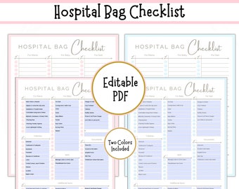 Hospital Bag Checklist, Doula and Midwife Handout, Maternity Checklist, Birth Bag Packing List, Baby Hospital Bag List, Pregnancy Checklist