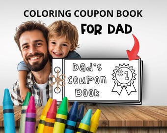 Livre de coupons imprimable pour la fête des pères, activité de coloriage amusante pour papa, cadeau de bricolage pour les enfants, bons de réduction modifiables, téléchargement immédiat, cadeau d'anniversaire