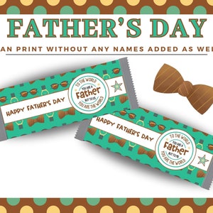 Personalized Fathers Day Candy Bar Wrapper, DIY Candy Label, Gift for ...