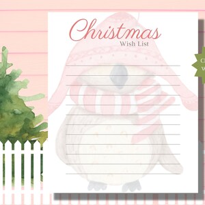 Kinder Weihnachtsgeschenkliste zum Ausdrucken, Urlaub Wunschliste, Brief an den Weihnachtsmann, sofortiger Download Liste Ihre Geschenkwünsche auf dieser entzückenden Liste.
