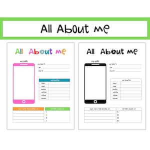 All About Me Printable, Back to School, First Day of School Activity, All About me Poster, All About me Worksheet, Homeschool Activity
