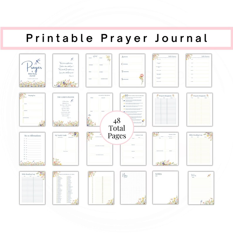 Prayer Journal Printable, Bible Study Notes, Gratitude Journal, Bible ...