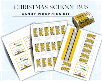 School Bus Christmas Candy Wrappers,  Bus Driver Christmas Gift, Printable School Bus Candy Wrapper, Teacher Appreciation, Bus Monitor Gift