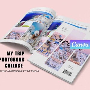 Collage Travel Photo Magazine, Canva Digital Download, Trip Magazine, Memory Book, Gift for Travelers, Photobook, Digital Magazine Template