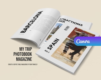 Szablon czasopisma ze zdjęciami podróżniczymi, Canva Digital Download, Magazyn podróżniczy, Księga pamiątkowa, Prezent dla podróżników, Album fotograficzny, Szablon czasopisma cyfrowego