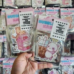 5 Pack Variety Bubble Tea Kawaii Air Freshies - Kawaii Car Air Fresheners