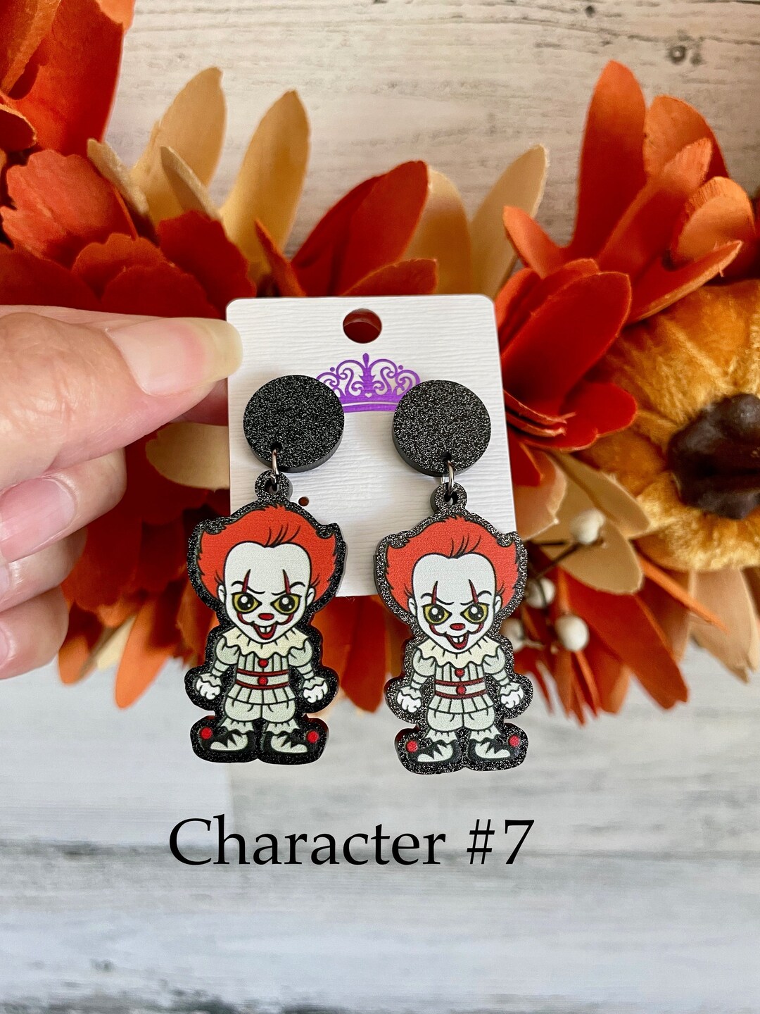 DUOWEI Acrylic Halloween Skull Earrings - Punk Style Flower & Skull Dangle Earrings For Women