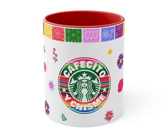 Cafecito y Chisme Multi Color Coffee Mug, 11oz