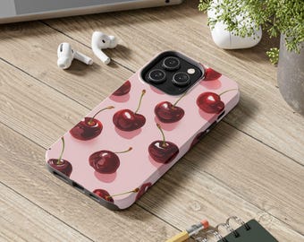 Cherry Blossom Tough Phone Cases, Cute Cherry Design, Durable Phone Cover, Perfect for Summer, Gifts for Her, Cherry Lovers