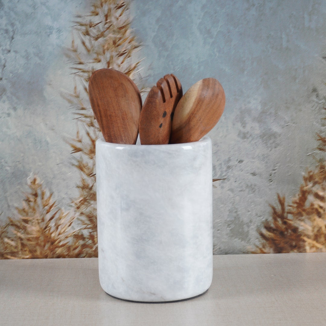 Utensil Holder Countertop Marble Kitchen Utensils Set Organizer 13.97 X 16.51 CM Utensil Holders