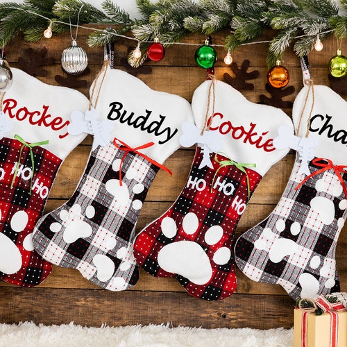 Personalized Dog Paw Christmas Stocking Etsy