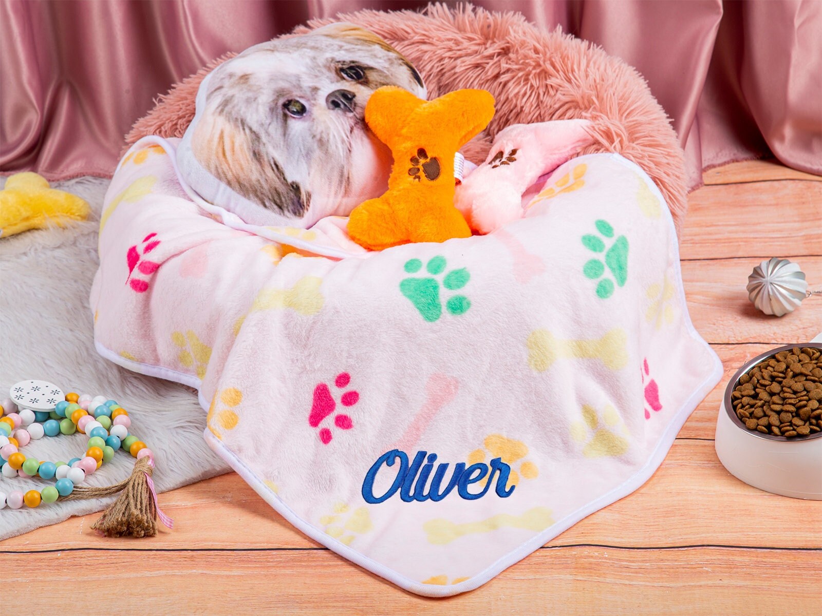 Personalized Pet Dog Blanket Custom Dog Blanket With Paw Print Etsy