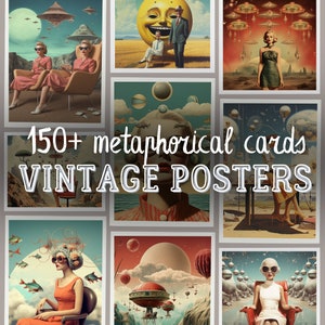 150+ carte metaforiche poster surreali vintage, tarocchi, carte del sistema contemplativo, dono della psicologia, metafora, strumento terapeutico, arte astratta