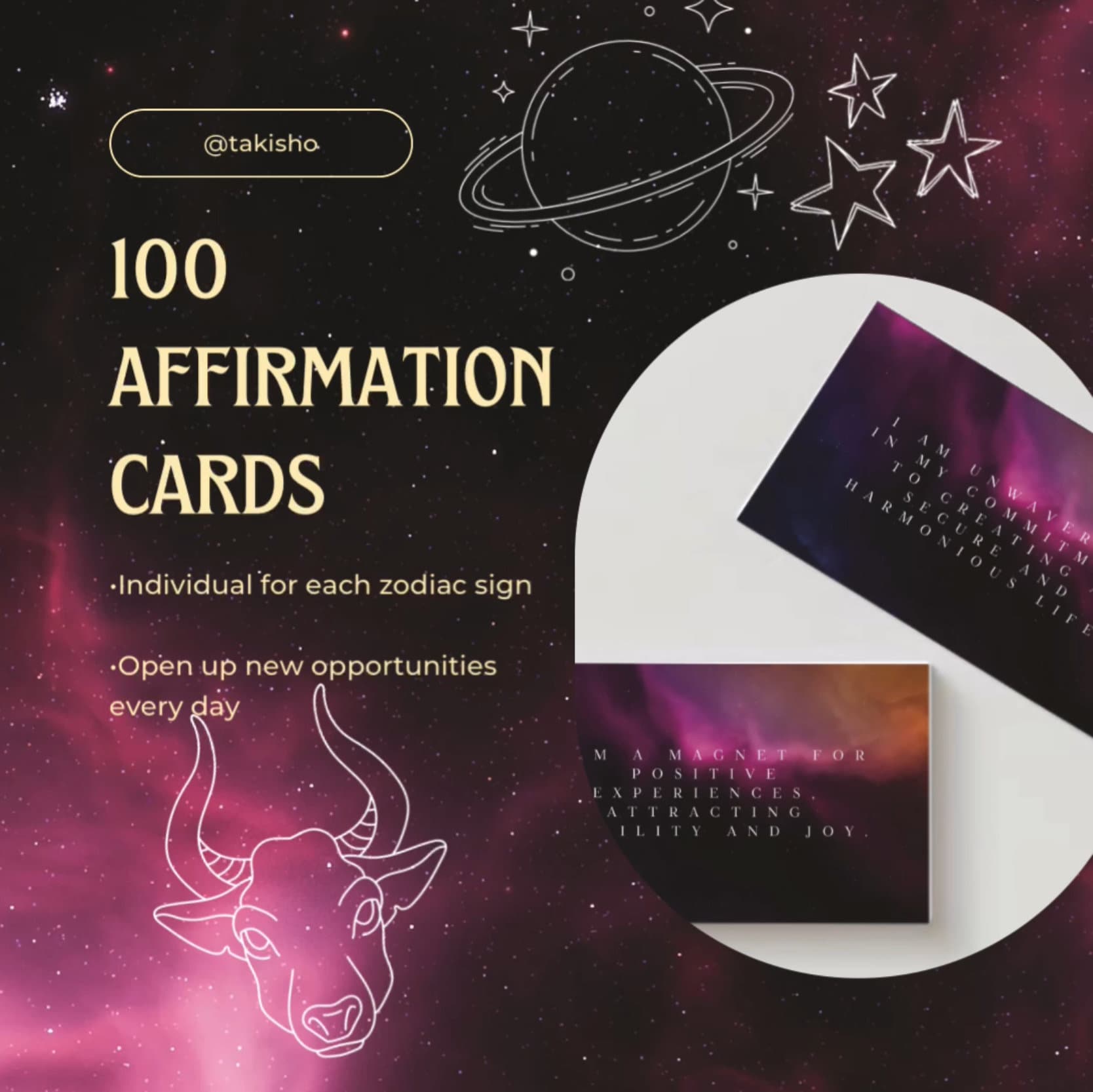 Taurus Sign Card 100 Taurus Sun Sign Affirmation Cards: Embrace Your Inner Stabilizer ...