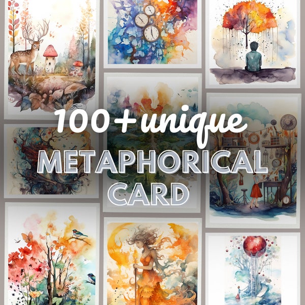 100+ Digital Metaphoric associative cards, contemplative system cards, gift of psychology, tarot, metaphor cards, therapy tool, coaching