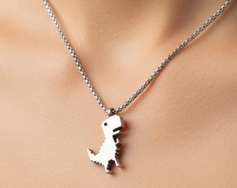Dinosaur Pendant Necklace, Unisex T-Rex Jewelry, Baby Dinosaur Jewelry, Minimalist Dino Pendant Necklace, 925 Silver Necklace, Birthday Gift