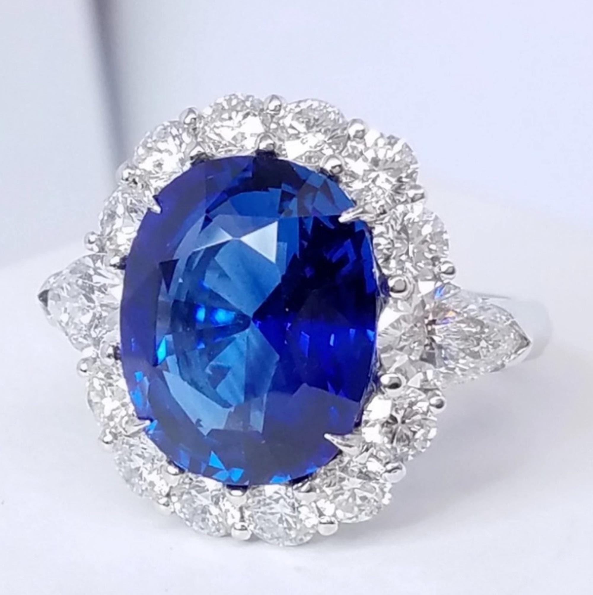 Blue Sapphire Cushion Cut CZ Stone Ring, Halo Wedding Engagement Ring ...