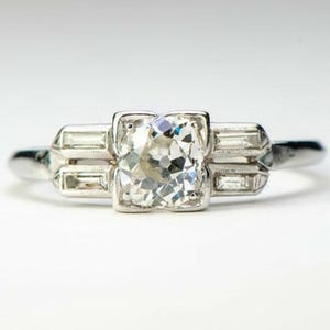 Five Stone Vintage Inspire Ring, Old European Cut & Baguette Moissanite Diamond Wedding Ring, Art Deco Milgrain Ring,Engagement Ring For Her