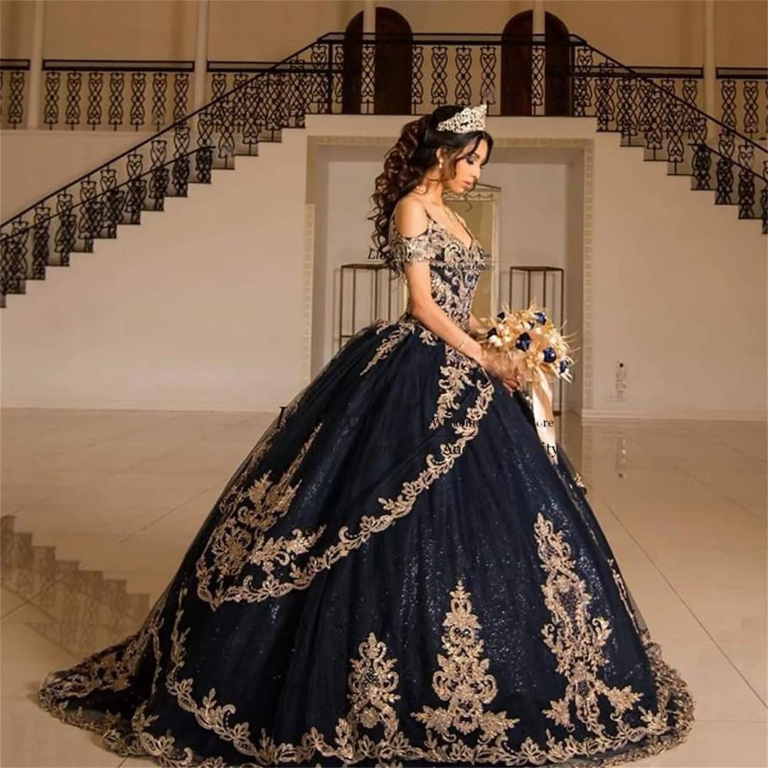 Princess Navy Blue Quinceanera Dresses 2024 With Appliques - Etsy