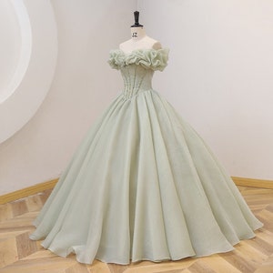 Green Quinceanera Dress Princess Ball Gown Beaded Ruffles - Etsy