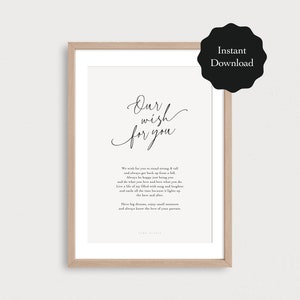 Download instantâneo - Poema Nosso Desejo para Você - Presentes para bebês recém-nascidos - Impressão de berçário de bebê - Arte de parede de berçário - Presentes de poesia de lembrança