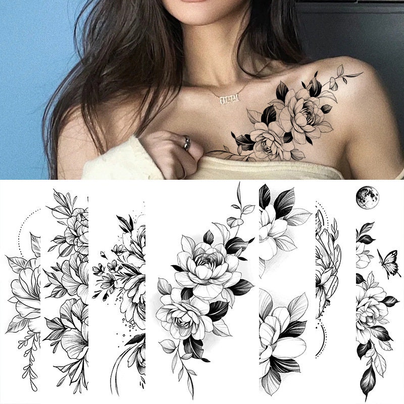 Buy 62 Sheets Temporary Tattoos Stickers Fake Body Arm Chest Shoulder  Tattoos for Men and Women Halloween Temporary Tattoos Black Fake Skull  Skeleton Tattoos for Halloween Cosplay Online at desertcartINDIA