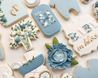 Biscotti/bomboniere per baby shower in fiore
