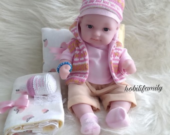 Silikon Babypuppe, Reborn Baby, Rebornpuppe Mini Babypuppe, Silikonpuppe Baby, Vollsilikon Rebornpuppe, Kinder Geschenk, Junge oder Mädchen Baby